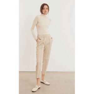 SPRWMN Off White Leather Slim Fit Joggers